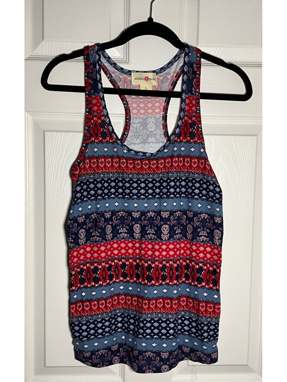 Wishful Park Women's Patterned Racerback Tank Top Size Large